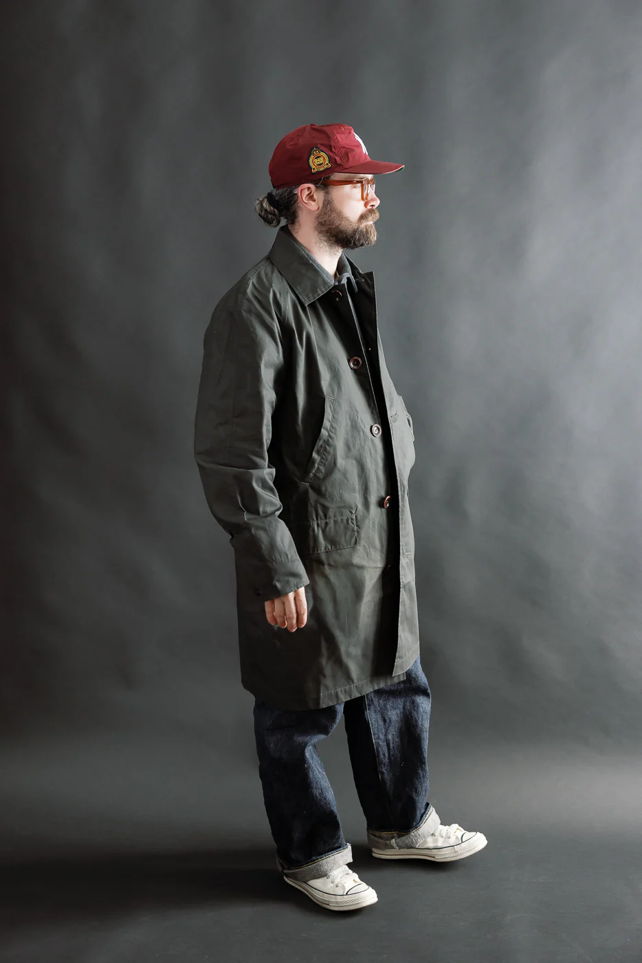 Raven Coat Coated Cotton Twill - Dark Grey - Image 7
