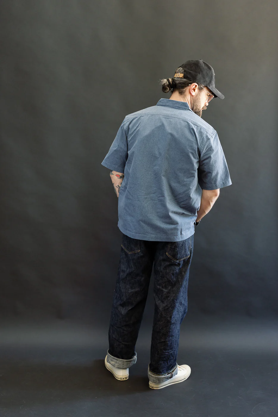 Short Sleeve Work Shirt - Blue Pigment Dye - Image 7