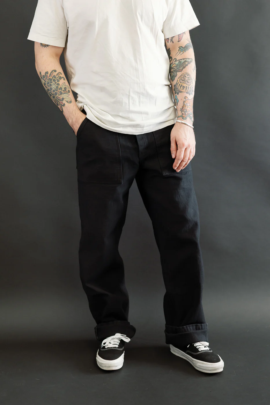 SJ52BK - Back Satin Selvedge Baker Pants - Black - Image 10