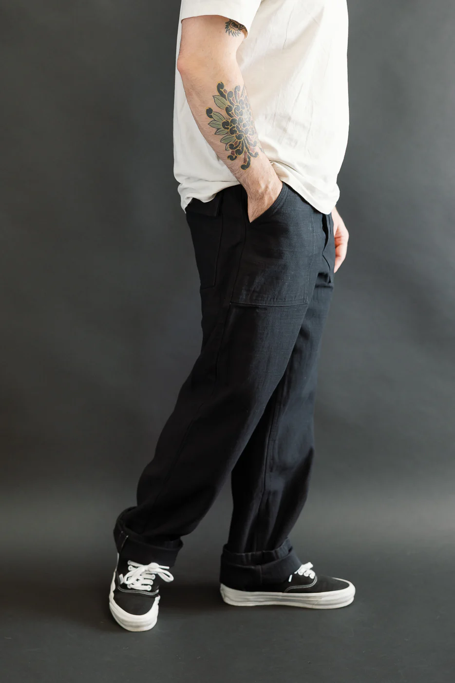 SJ52BK - Back Satin Selvedge Baker Pants - Black - Image 11