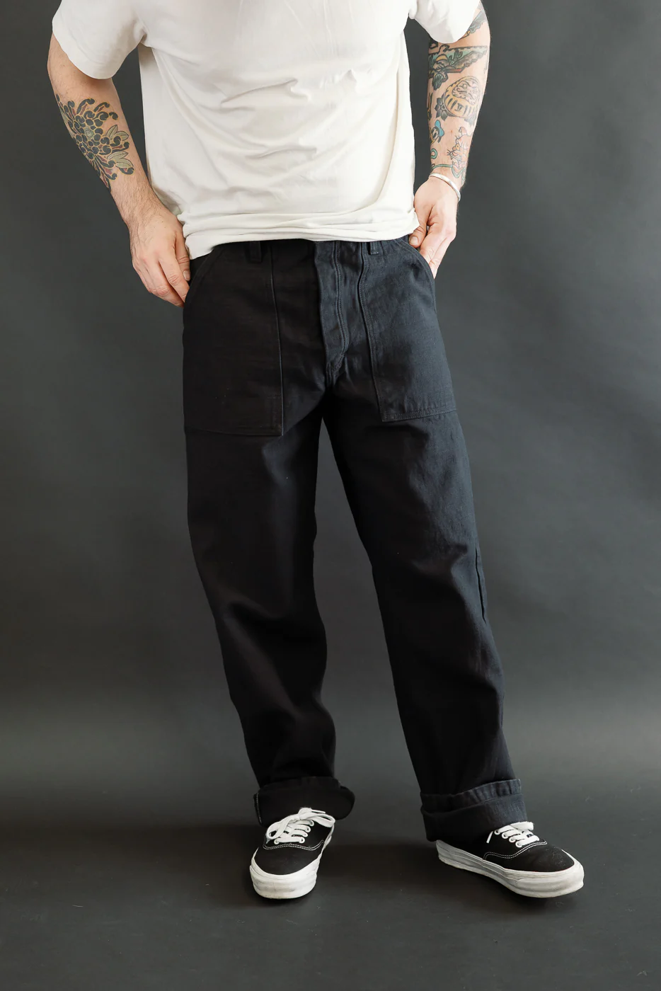 SJ52BK - Back Satin Selvedge Baker Pants - Black - Image 16