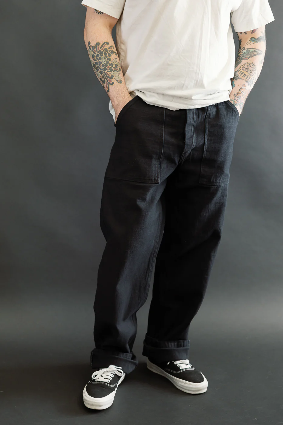 SJ52BK - Back Satin Selvedge Baker Pants - Black - Image 17