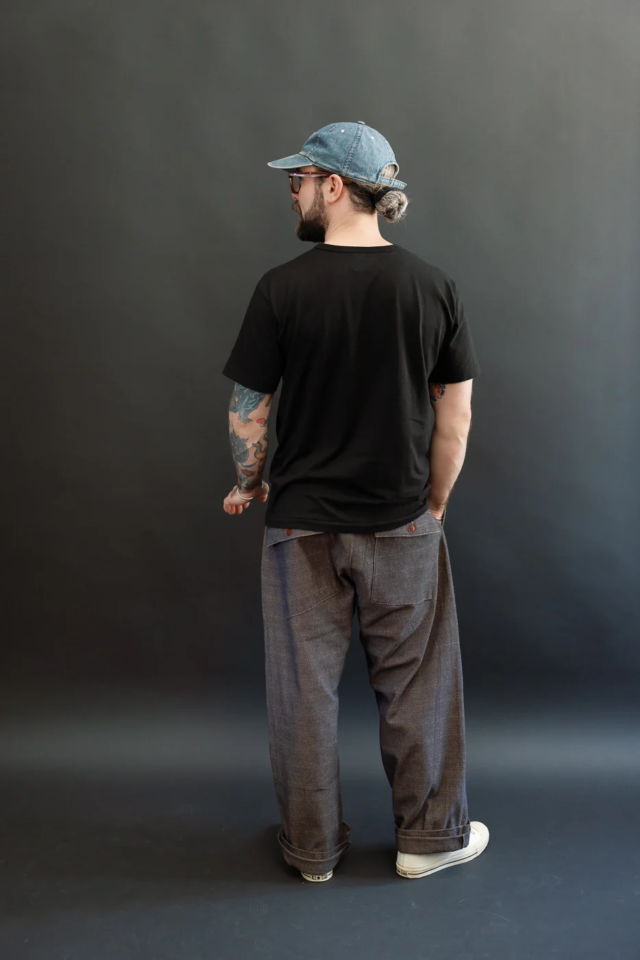 SJAP26-KSK - "Kanoko Ai-Madara" Natural Indigo x Brown Trousers - Image 9