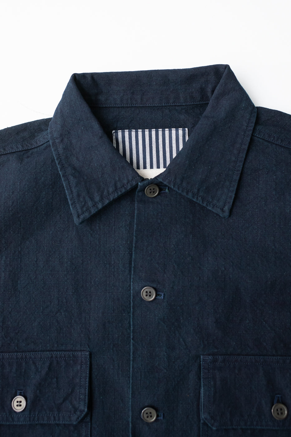 SJAS24-ARW - Cotton Ripstop "Kokiran" Military Shirt - Natural Indigo x Indigo - Image 2