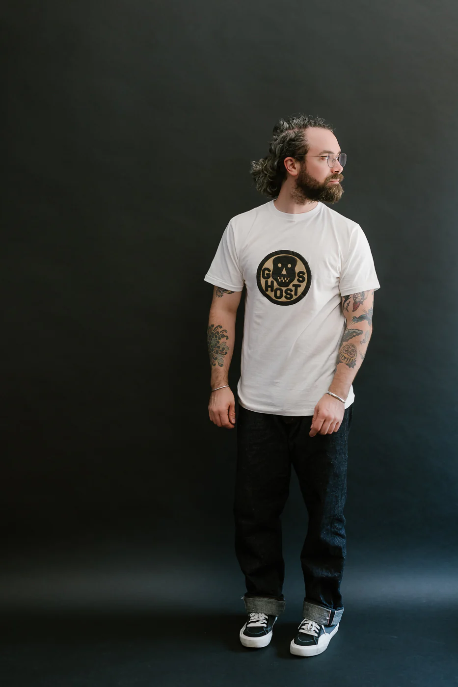 "Slub Jersey" Flocky Ghosts Print Tee - Off White - Image 6