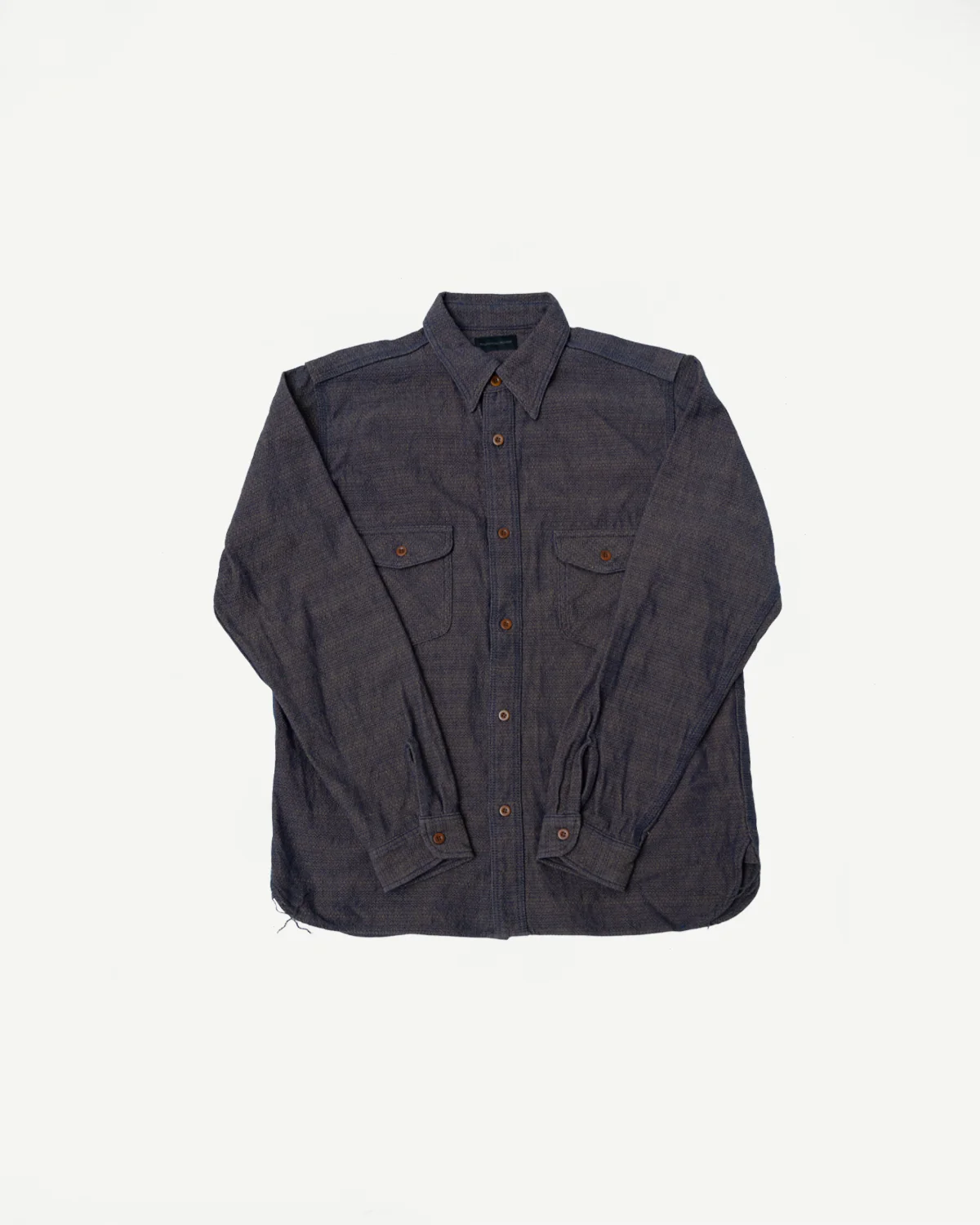 SSS26-KSKW - "Kanoko Ai-Madara" Natural Indigo x Brown Sashiko Work Shirt