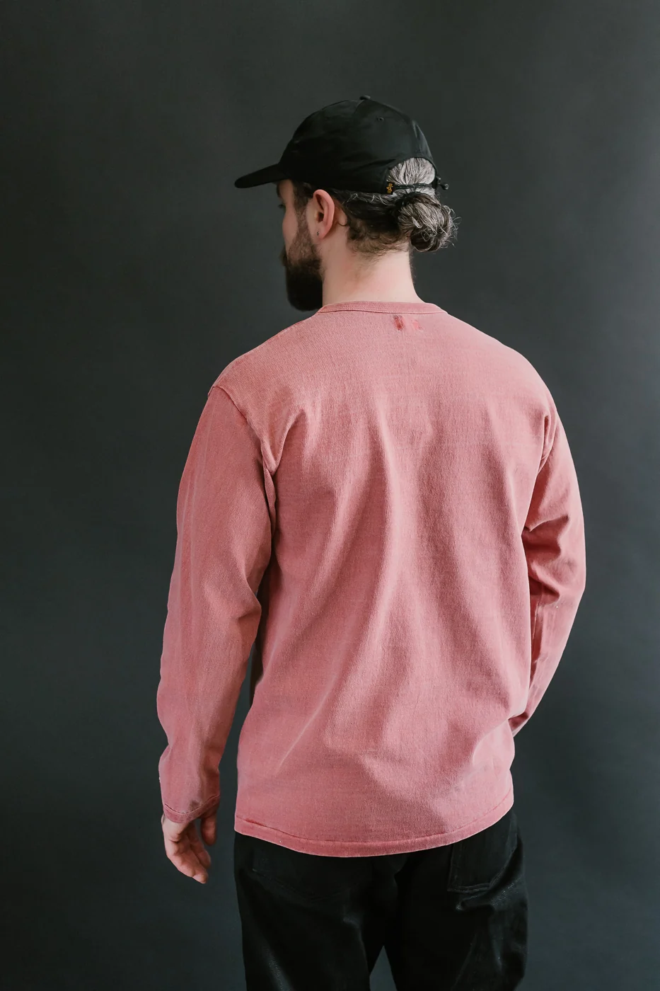 "Stand Wheel" Heavyweight Long Sleeve Pigment Dyed Tee - Red - Image 13