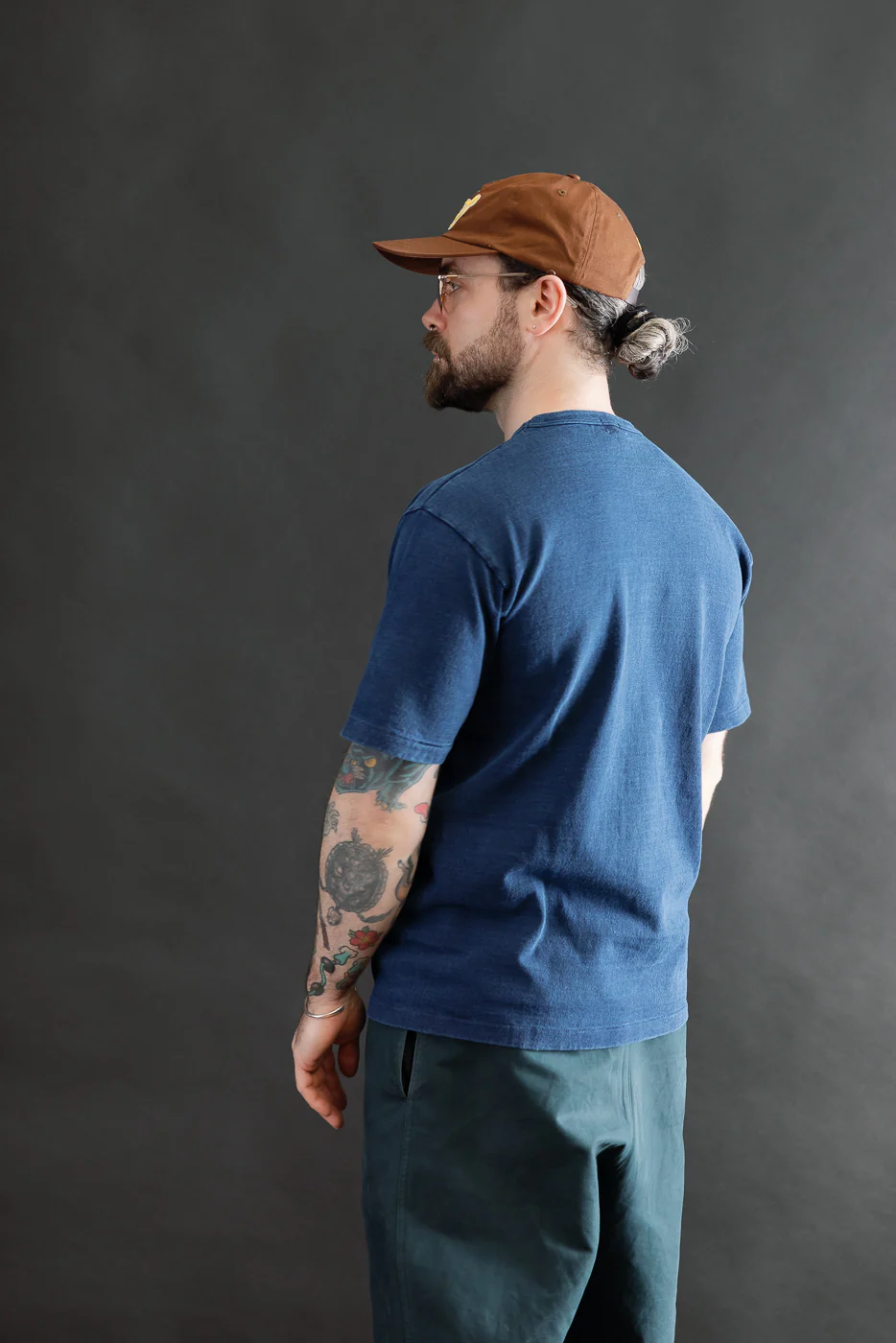 9.5oz "Stand Wheel" Heavyweight Tee - Indigo Dyed - Image 10