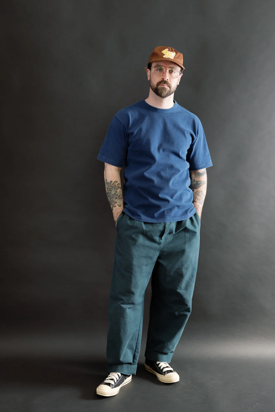 9.5oz "Stand Wheel" Heavyweight Tee - Indigo Dyed - Image 5