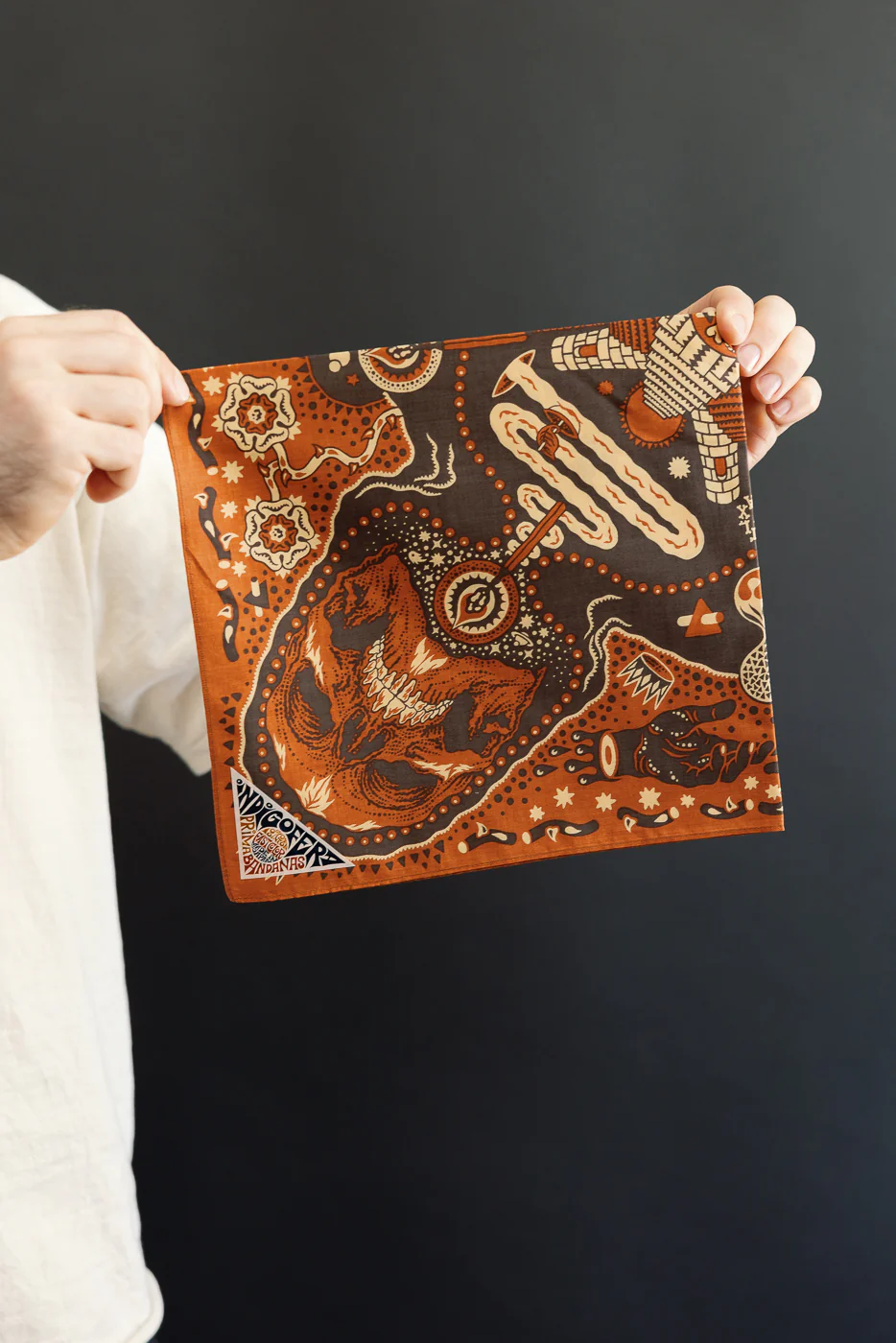 Tarot XIII Bandana - Red, Brown - Image 5