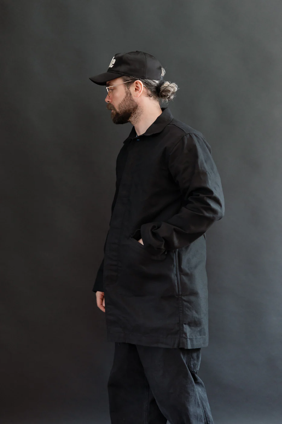 10oz - Trench Coat Dry Waxed Canvas - Black - Image 14