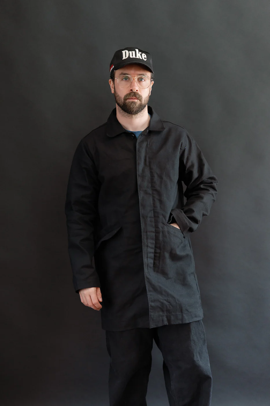 10oz - Trench Coat Dry Waxed Canvas - Black - Image 15