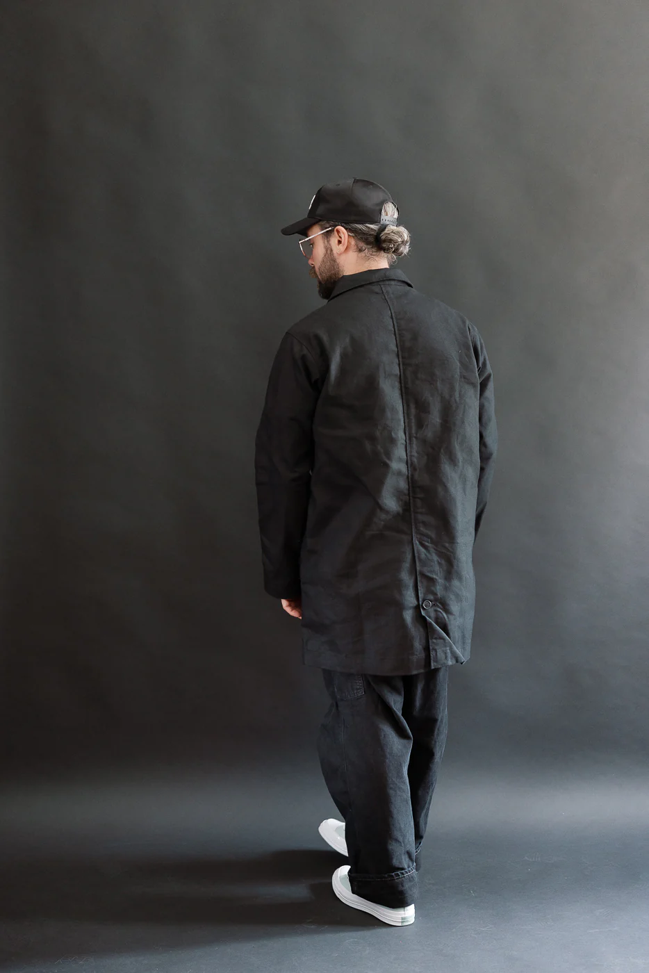 10oz - Trench Coat Dry Waxed Canvas - Black - Image 9